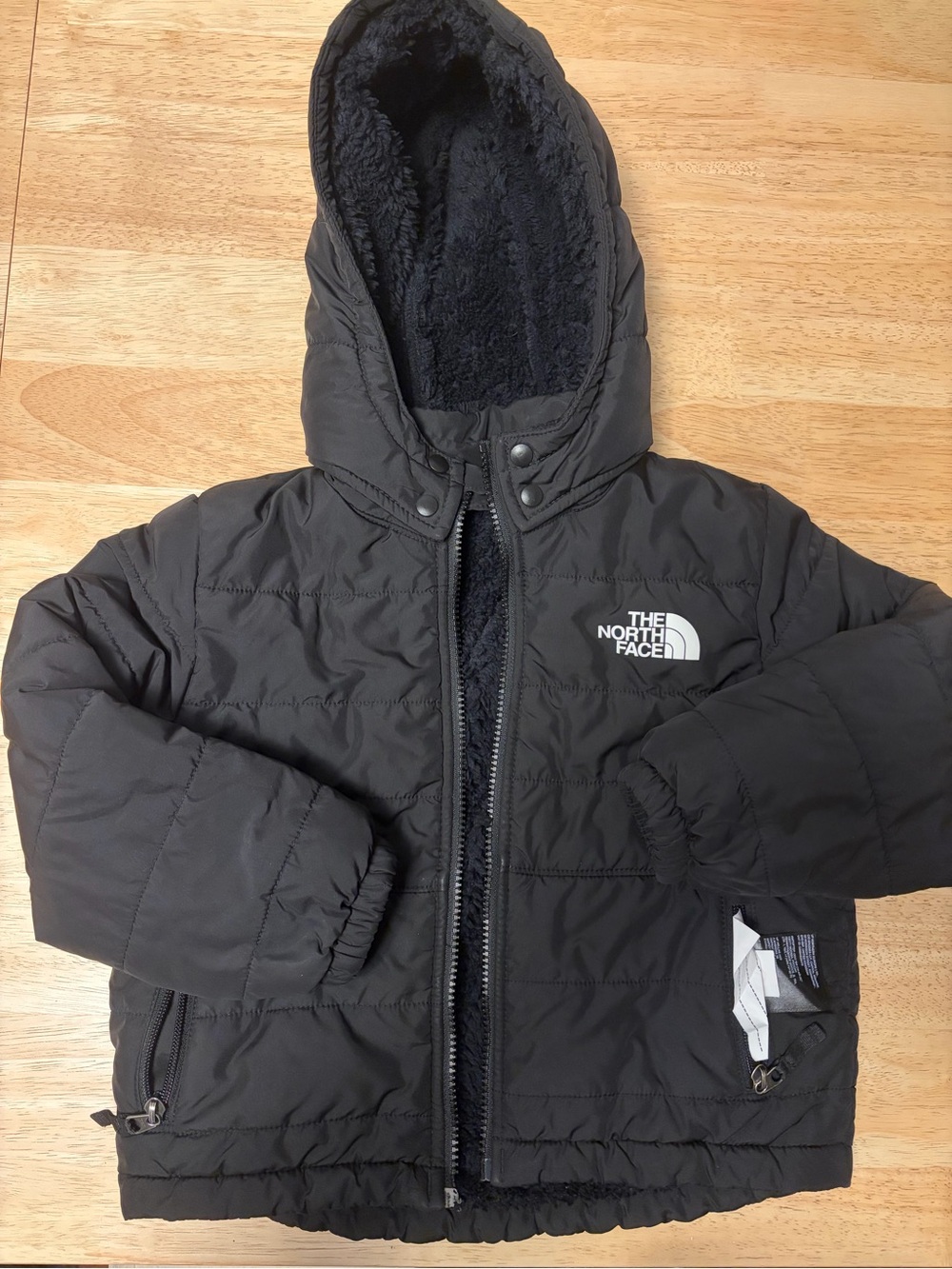 The North Face Kids Black Reversible Hooded Puffer Jacket